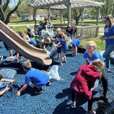 The Blue Crew helping at Crestview Park.