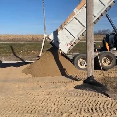 Volleyball court renovations at the City Lake.