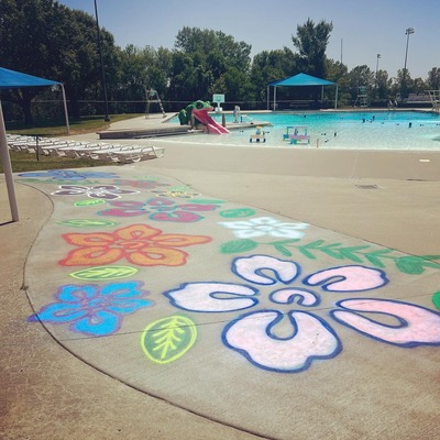 Tropical theme at the Hiawatha Aquatic Park.